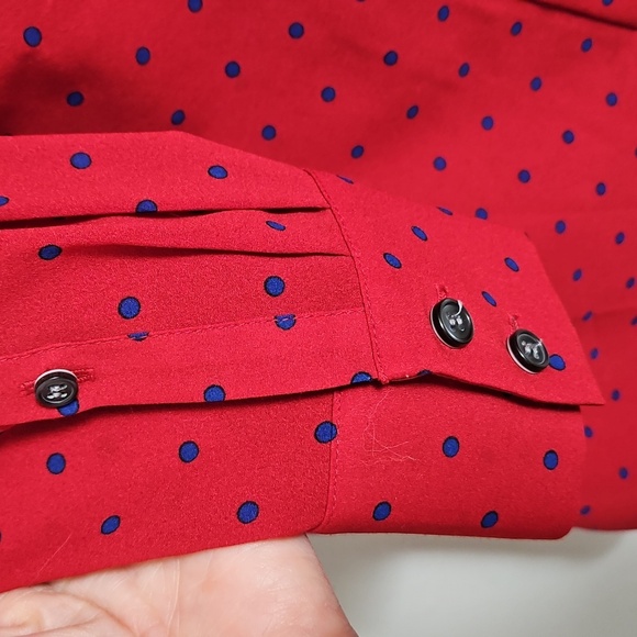 J. Crew Women's Red and Blue Polka Dot Pleated Front Blouse Size XS - Picture 8 of 8